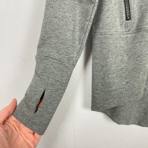 Cabi #3732 | Gray Pivot Double Zipper Thumb Holes High-Low Stretch Jacket - Picture 6 of 10